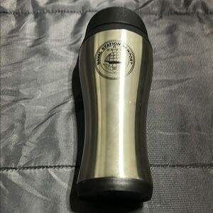 16oz Silver Travel Mug with Black Lid from Naval Station, Newport, Rhode Island